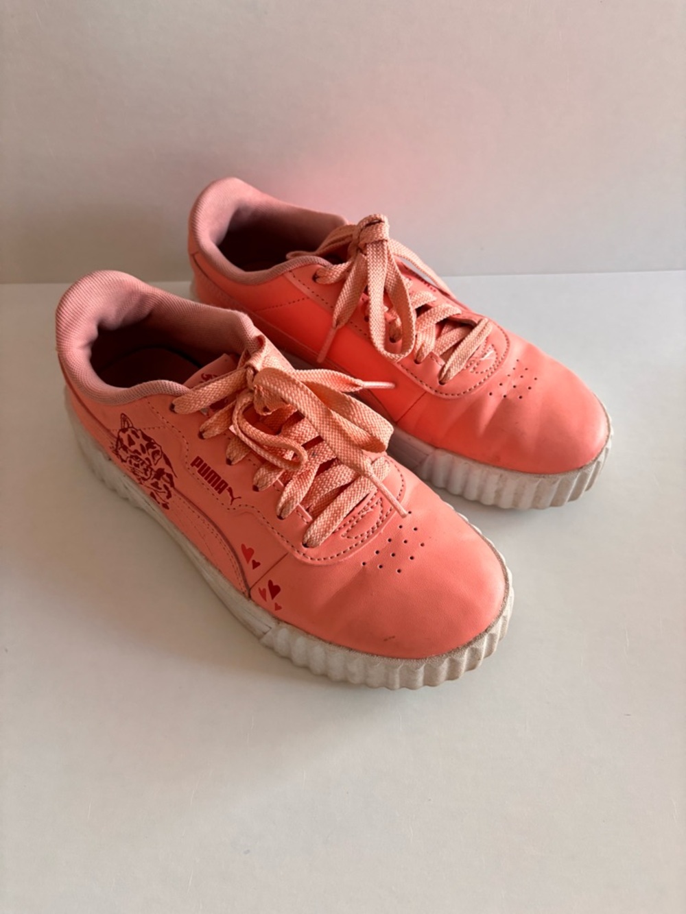 Puma Coral Pink Lace-Up Platform Sneakers